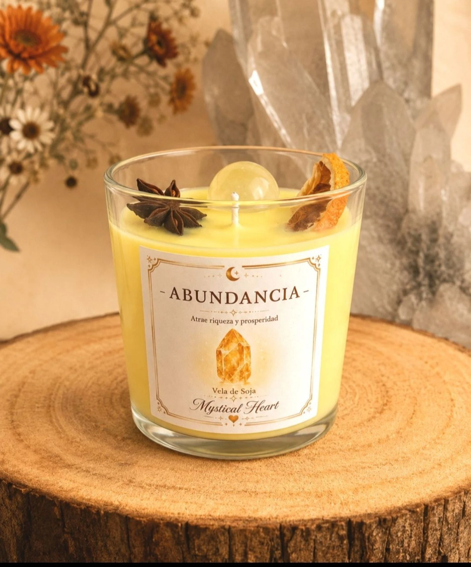 Vela de Cuarzo Citrino - Abundancia 
